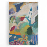 Modern Wall Art - Colorful Abstract Landscape with Church - Art Print