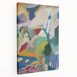 Modern Wall Art - Colorful Abstract Landscape with Church - Art Print