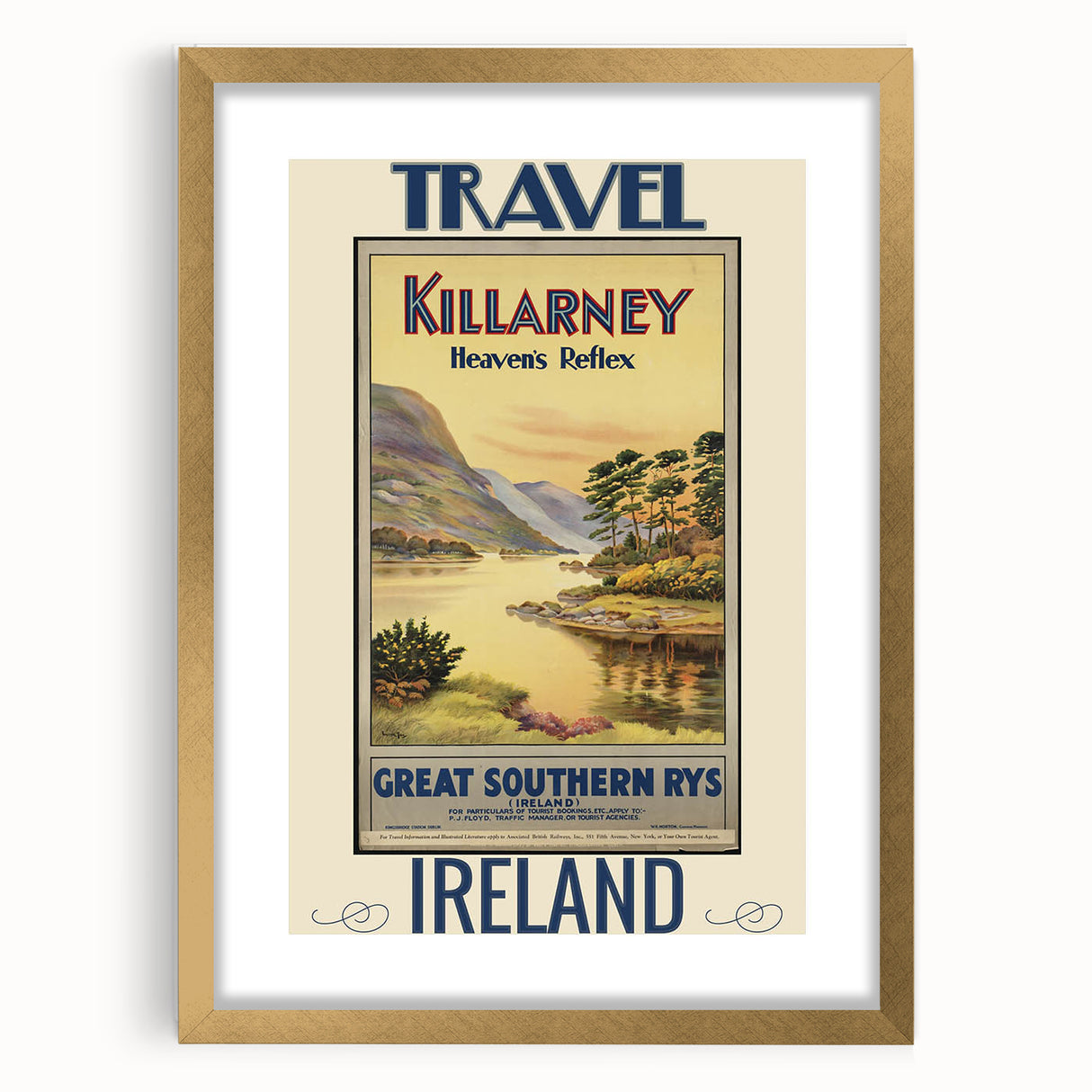 Retro Killarney Travel Poster - Vintage Ireland Landscape Wall Art