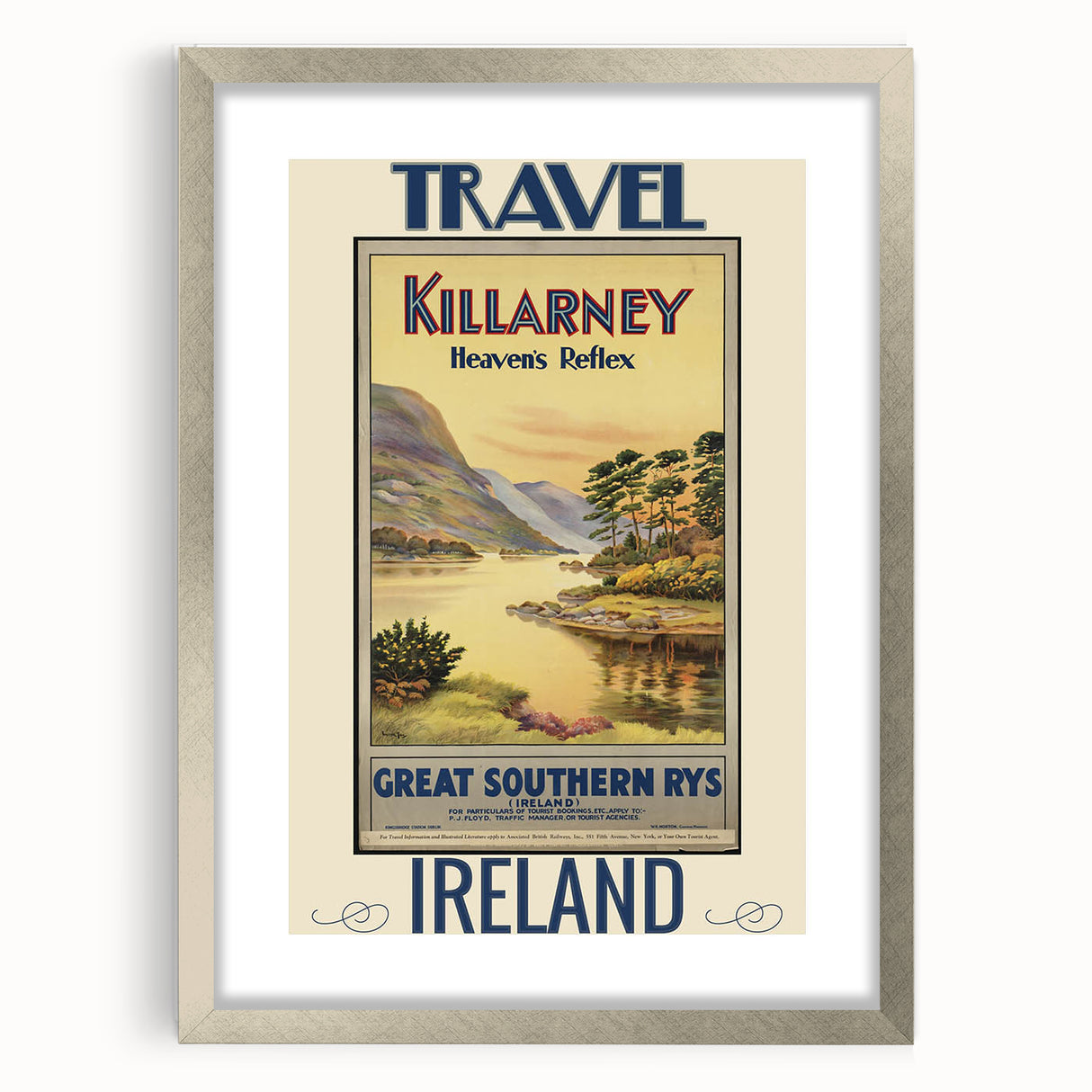 Retro Killarney Travel Poster - Vintage Ireland Landscape Wall Art