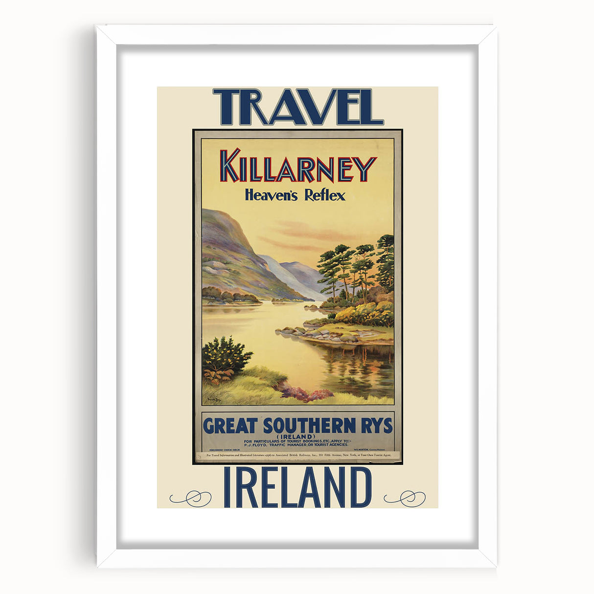 Retro Killarney Travel Poster - Vintage Ireland Landscape Wall Art
