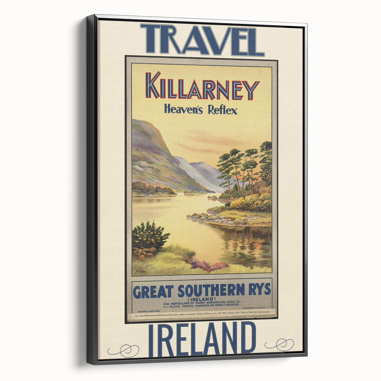 Retro Killarney Travel Poster - Vintage Ireland Landscape Wall Art