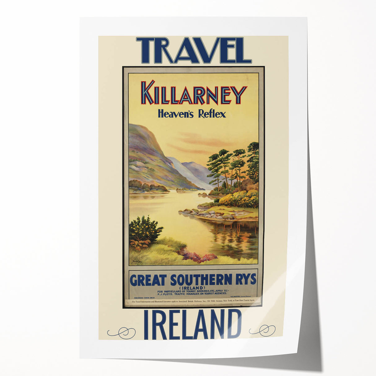 Retro Killarney Travel Poster - Vintage Ireland Landscape Wall Art