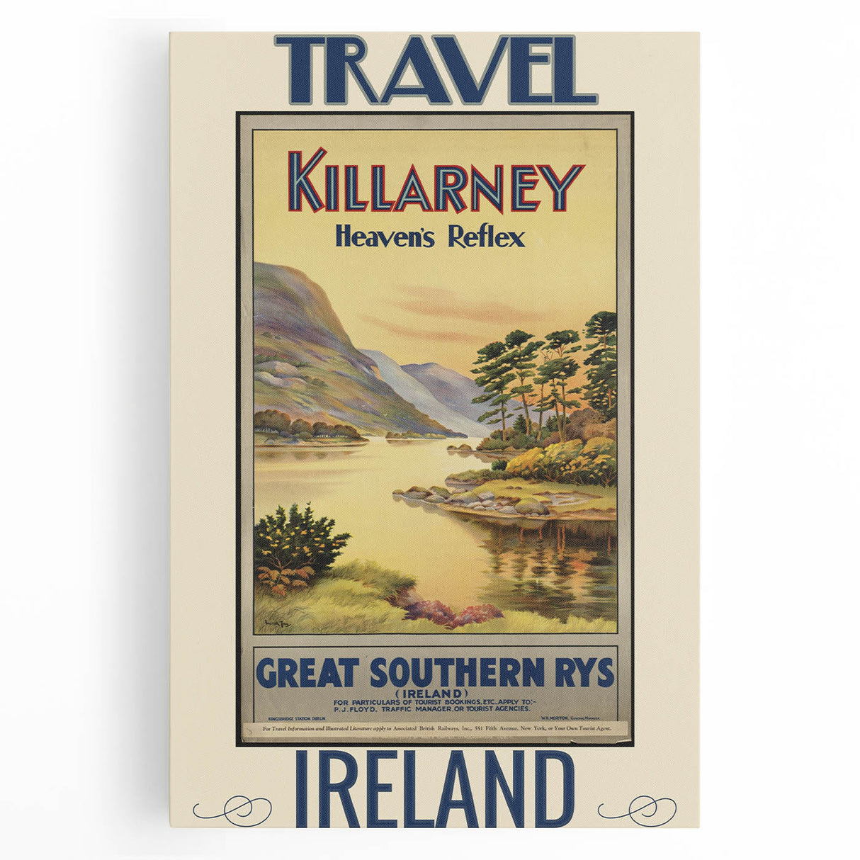 Retro Killarney Travel Poster - Vintage Ireland Landscape Wall Art