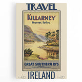Retro Killarney Travel Poster - Vintage Ireland Landscape Wall Art