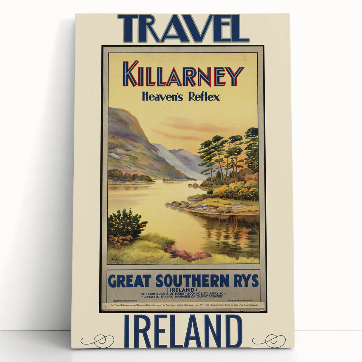 Retro Killarney Travel Poster - Vintage Ireland Landscape Wall Art