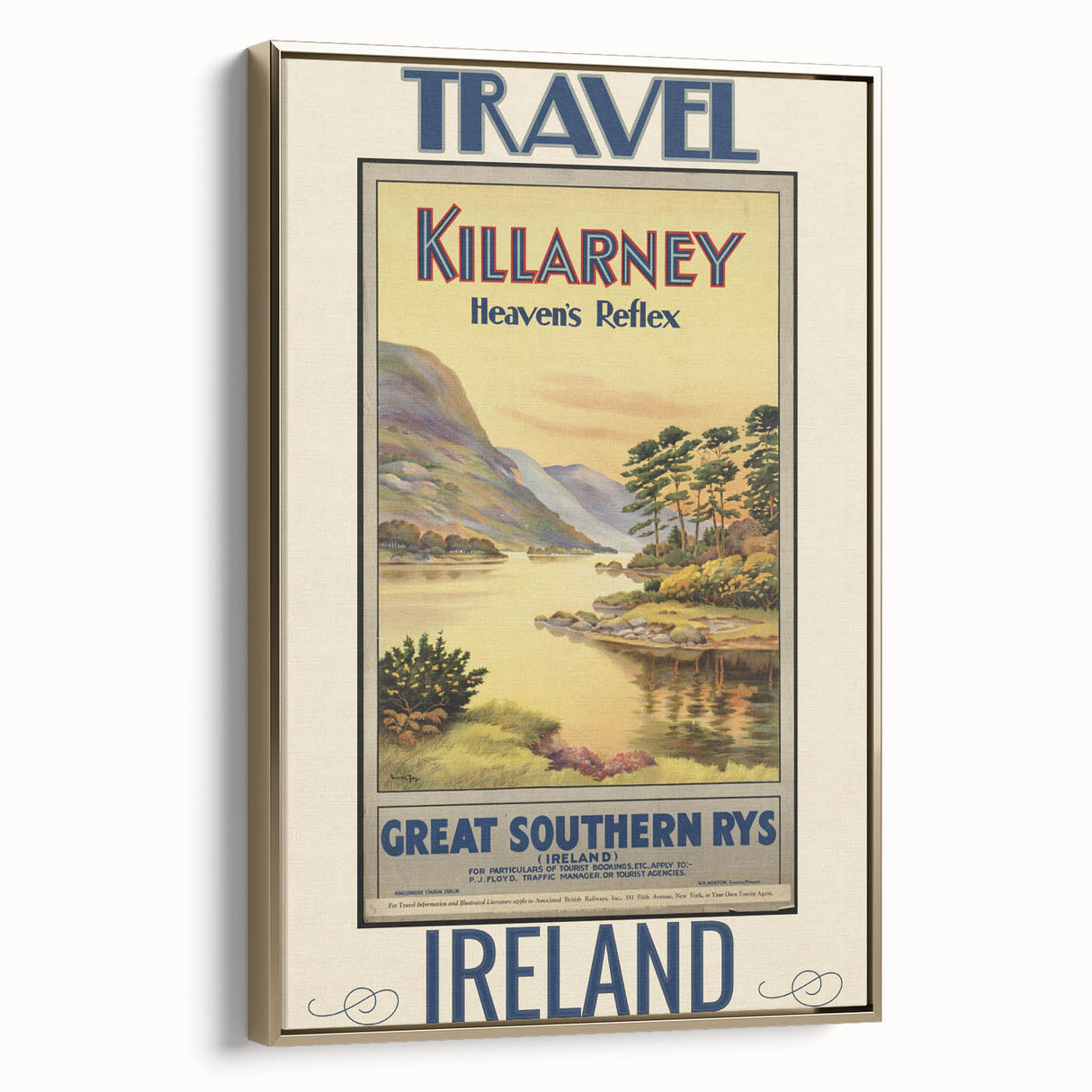 Retro Killarney Travel Poster - Vintage Ireland Landscape Wall Art