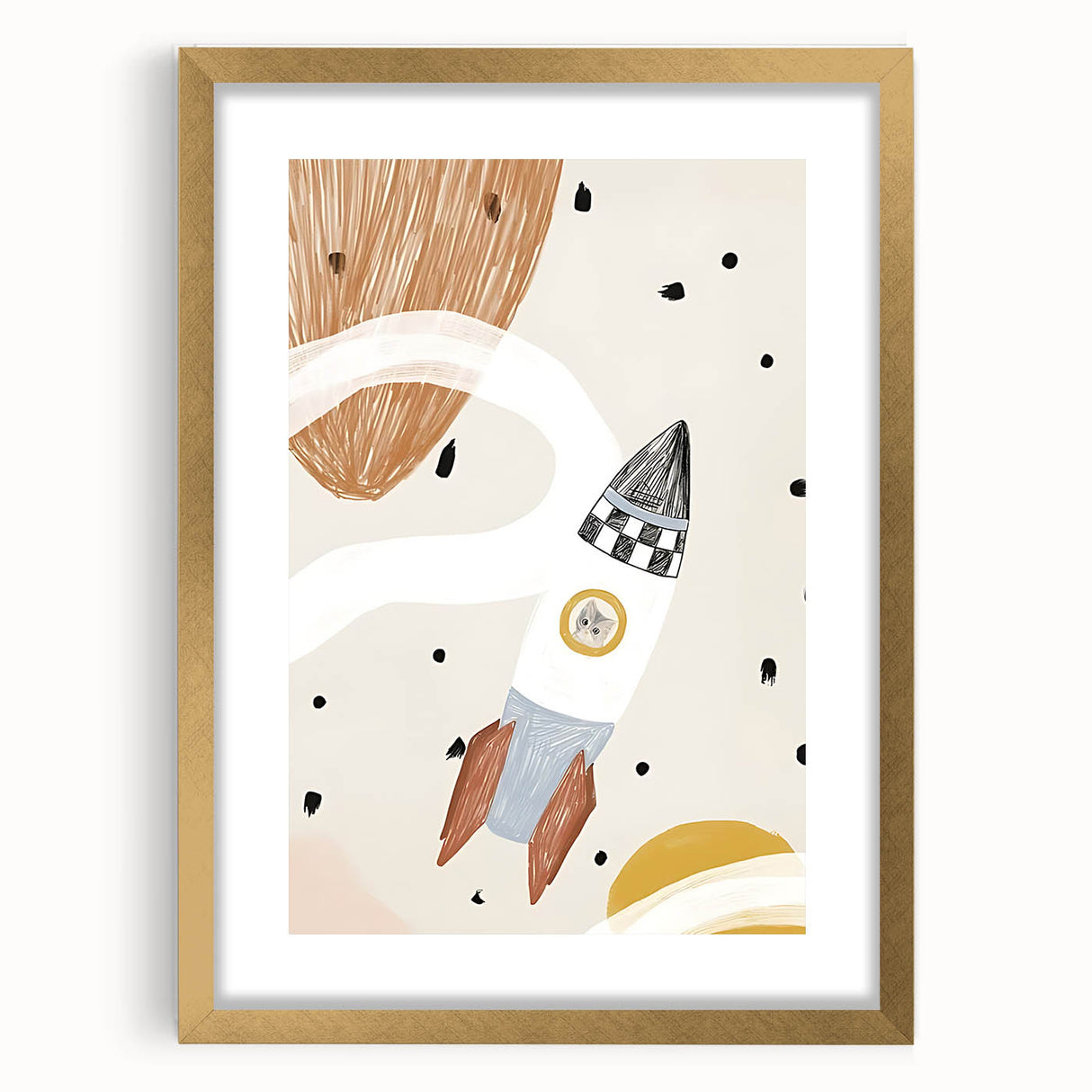 Playroom Wall Art - Space Rocket Kids Room Art for Boys