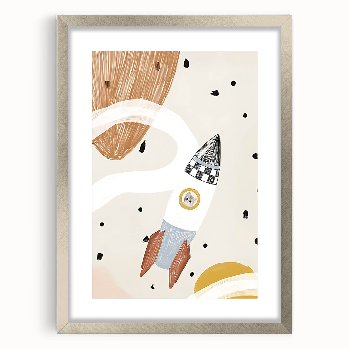Playroom Wall Art - Space Rocket Kids Room Art for Boys
