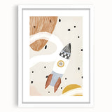 Playroom Wall Art - Space Rocket Kids Room Art for Boys