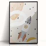 Playroom Wall Art - Space Rocket Kids Room Art for Boys