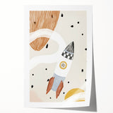 Playroom Wall Art - Space Rocket Kids Room Art for Boys