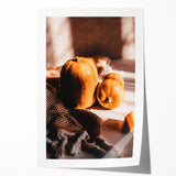 Extra large rolled print featuring a fall-themed floral design in warm orange and red tones, ideal for art wall dining room.