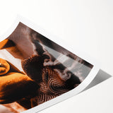 Extra large wall art featuring line art flowers in muted autumnal colors on rolled canvas, ideal for large living room decor.