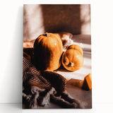Large black and white stretched canvas depicting a fall scene, ideal for kitchen wall art or bedroom ambiance.
