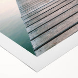 Art deco poster featuring a stylized summer scene in pastel colors on rolled canvas, suitable for dining room decor.