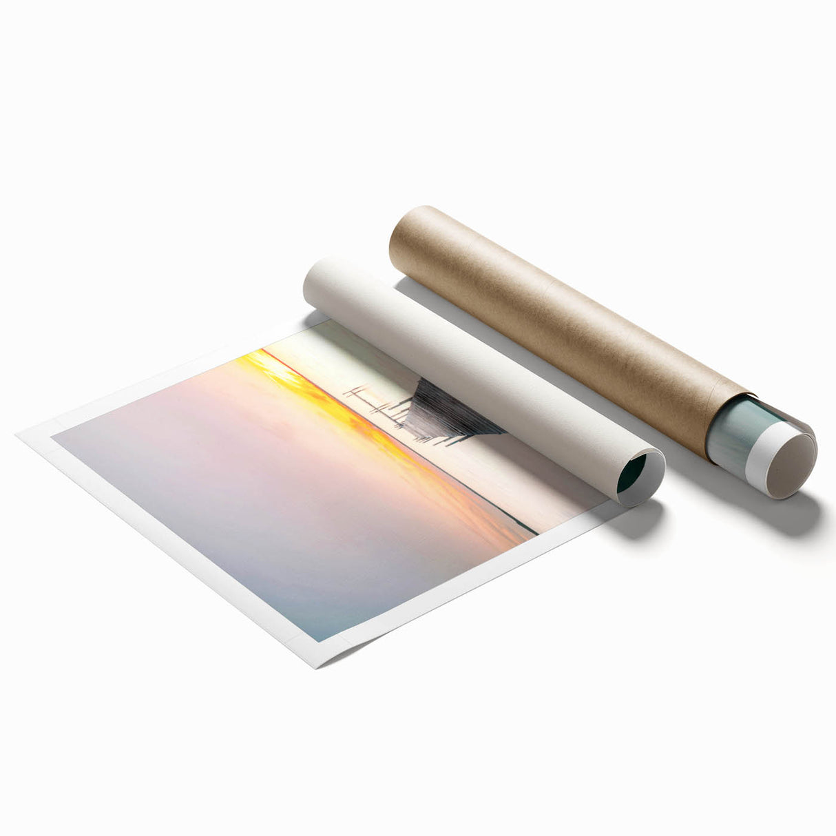 Extra large rolled canvas featuring a floral design in soft pastel colors.