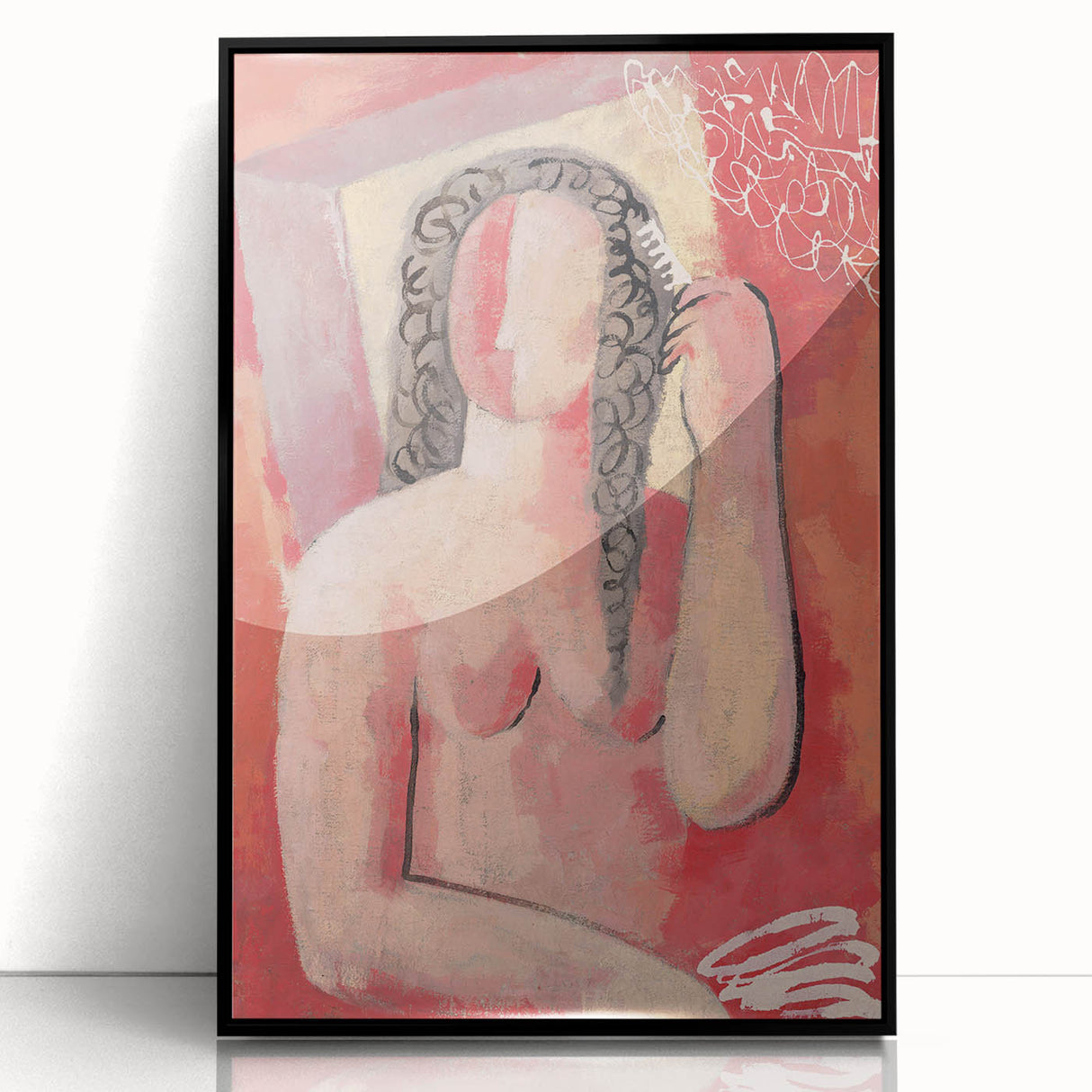 Modern Wall Art - Abstract Grooming Portrait in Warm Minimalist Style