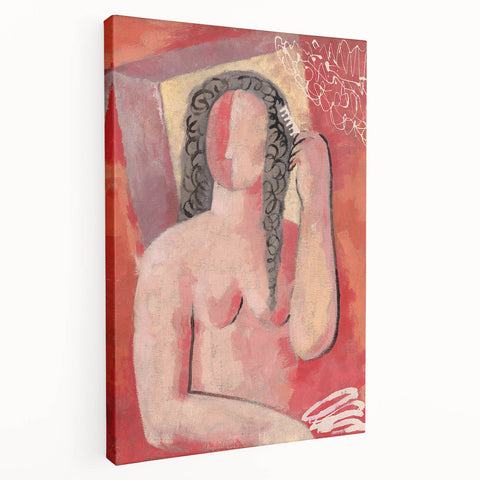 Modern Wall Art - Abstract Grooming Portrait in Warm Minimalist Style