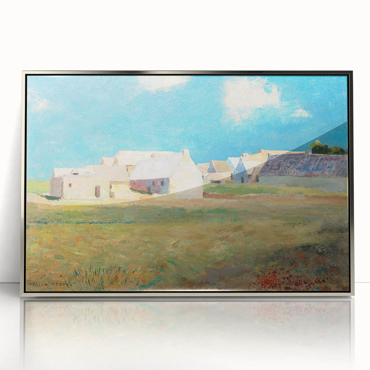Modern Wall Art of a Tranquil Village Scene - Abstract Contemporary Style