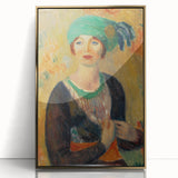 Modern Wall Art - Girl in Green Turban Portrait in Vibrant Impressionist Style