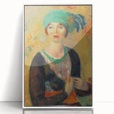 Modern Wall Art - Girl in Green Turban Portrait in Vibrant Impressionist Style