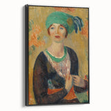 Modern Wall Art - Girl in Green Turban Portrait in Vibrant Impressionist Style