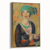 Modern Wall Art - Girl in Green Turban Portrait in Vibrant Impressionist Style