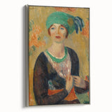 Modern Wall Art - Girl in Green Turban Portrait in Vibrant Impressionist Style