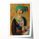 Modern Wall Art - Girl in Green Turban Portrait in Vibrant Impressionist Style