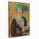 Modern Wall Art - Girl in Green Turban Portrait in Vibrant Impressionist Style