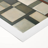 Geometric Abstract Living Room Wall Art – Beige & Olive Green