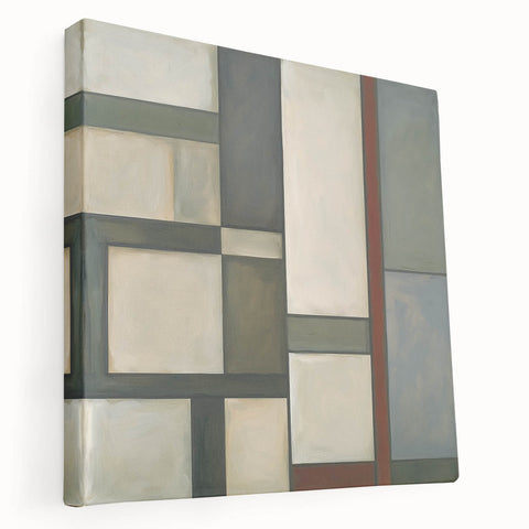 Geometric Abstract Living Room Wall Art – Beige & Olive Green