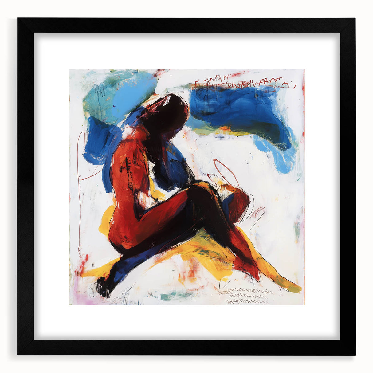 Abstract figurative frame in matte black with a sleek front view, showcasing a modern design perfect for contemporary artwork displays and home decor.