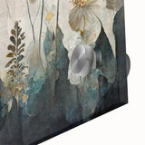 Close-up of abstract floral wall art design on acrylic glass, showcasing vibrant colors and intricate patterns, perfect for modern home decor.