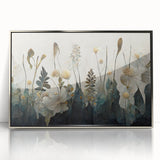 Framed abstract floral wall art in silver acrylic, showcasing vibrant colors and intricate designs, perfect for modern home decor and enhancing interior aesthetics.
