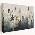 Side view of a stretched canvas showcasing vibrant abstract floral wall art, featuring intricate colors and bold designs, perfect for modern home decor.