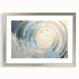 Abstract geometric silver frame with a mat, showcasing a modern design suitable for contemporary decor. Ideal for enhancing living spaces or galleries.