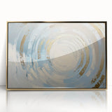 Abstract geometric framed acrylic artwork in gold tones, emphasizing modern design elements and elegant lines, perfect for contemporary home decor.