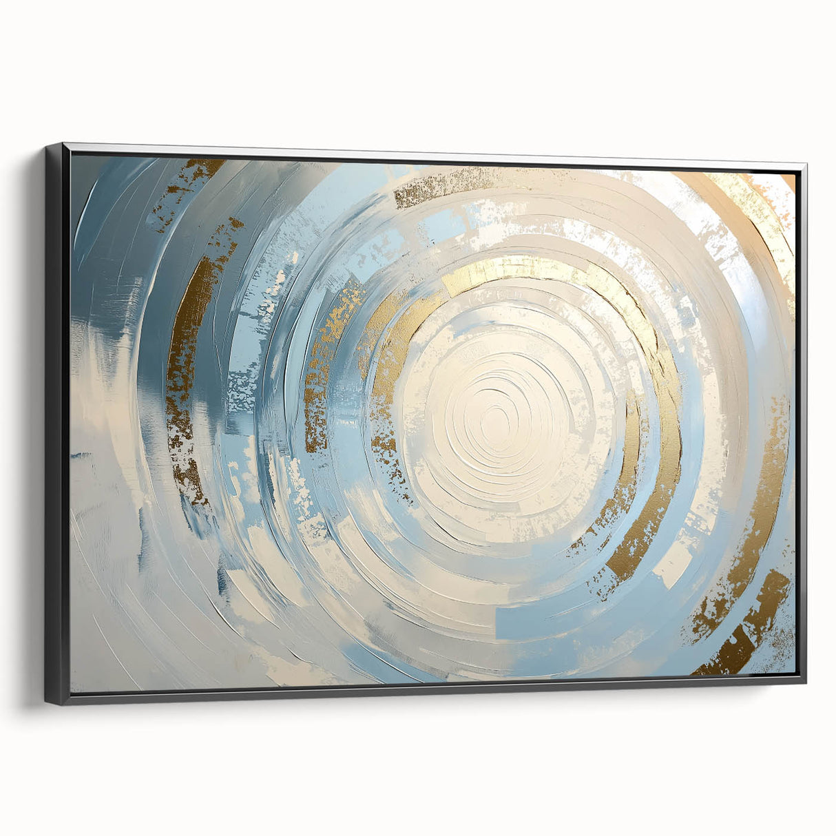 Abstract geometric framed canvas artwork showcasing bold black and white shapes, designed for modern decor. Perfect for enhancing contemporary living spaces.