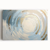 Abstract geometric stretched canvas art piece showcasing vibrant colors and dynamic shapes, perfect for modern home decor. Ideal for enhancing living spaces or offices with a contemporary touch.