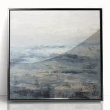 Framed abstract landscape wall art featuring vibrant colors and geometric shapes, set against a sleek black frame, perfect for modern home decor.