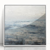 Framed abstract landscape wall art design showcasing vibrant colors and fluid shapes, set against a white background for a modern aesthetic. Ideal for contemporary home decor.