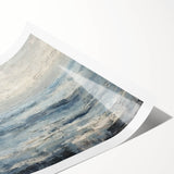 Abstract landscape wall art print showcasing vibrant colors and fluid shapes, designed for modern decor, rolled up for easy storage and shipping.