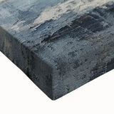 Close-up of a vibrant abstract landscape wall art piece on stretched canvas, showcasing rich colors and intricate textures, perfect for modern home decor.