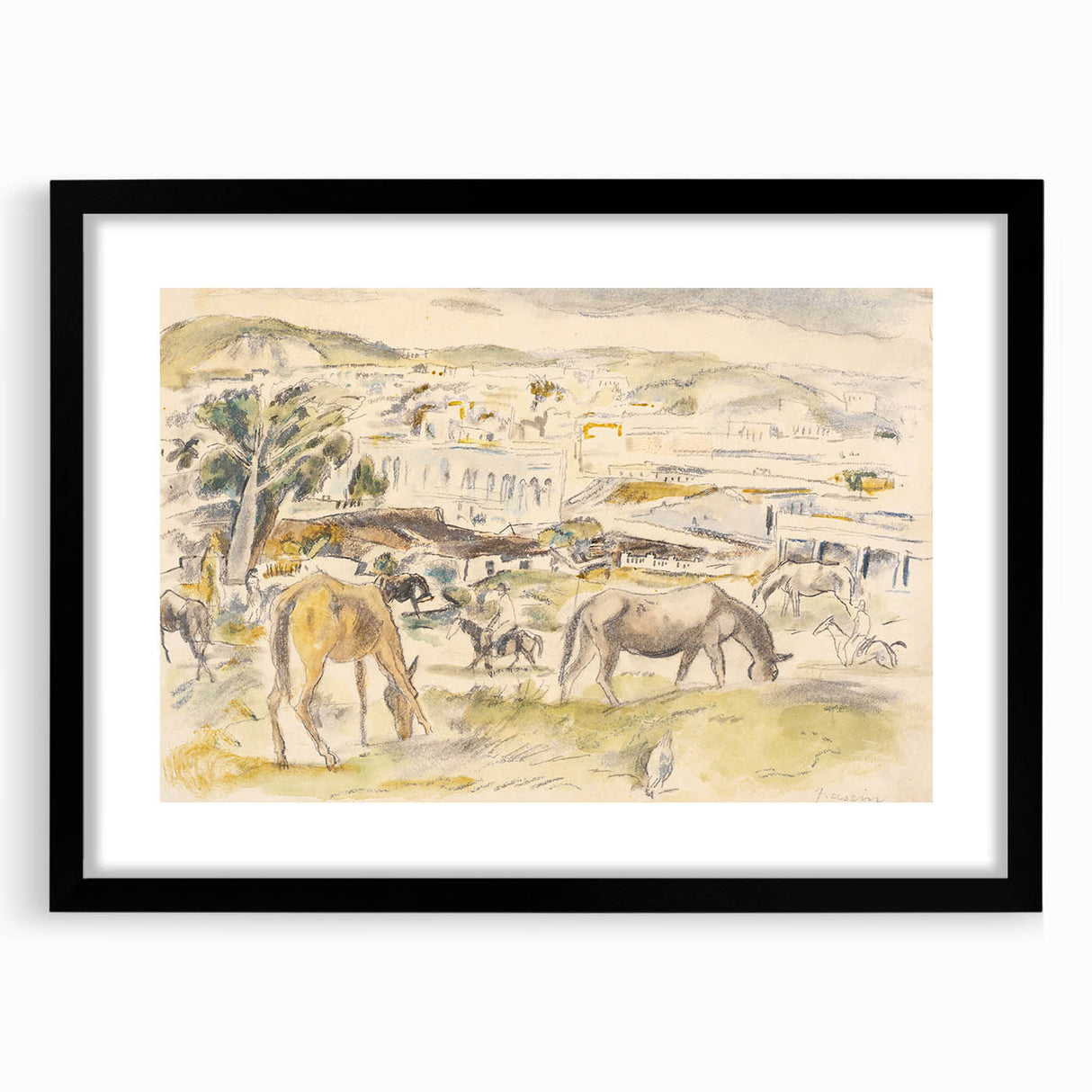 Expressionist Art - Horses in Landscape by Jules Pascin
