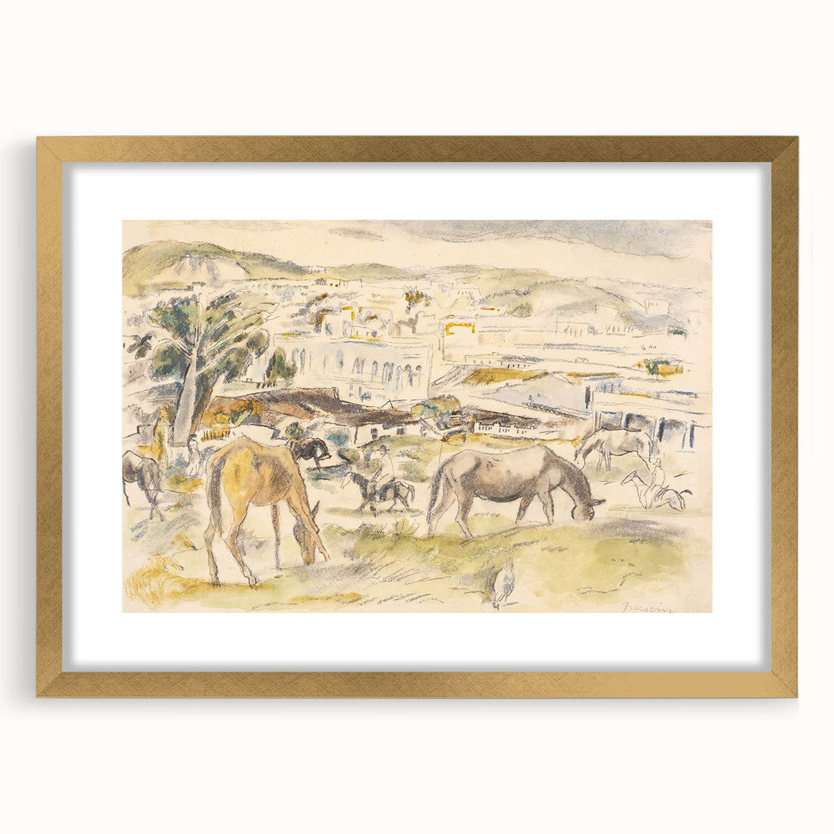 Expressionist Art - Horses in Landscape by Jules Pascin
