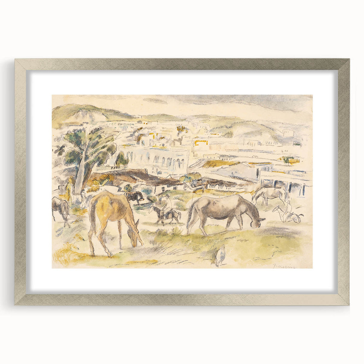 Expressionist Art - Horses in Landscape by Jules Pascin