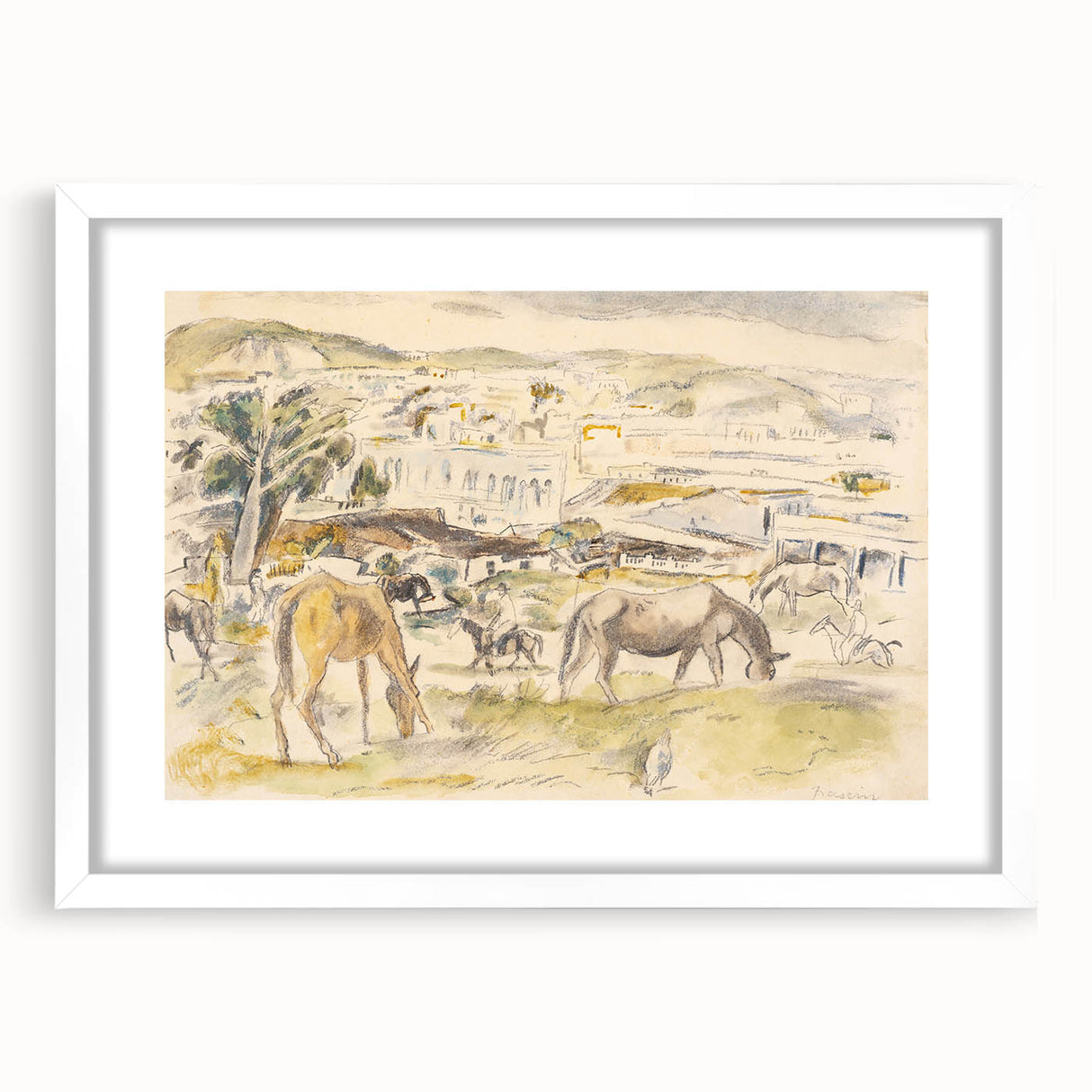 Expressionist Art - Horses in Landscape by Jules Pascin