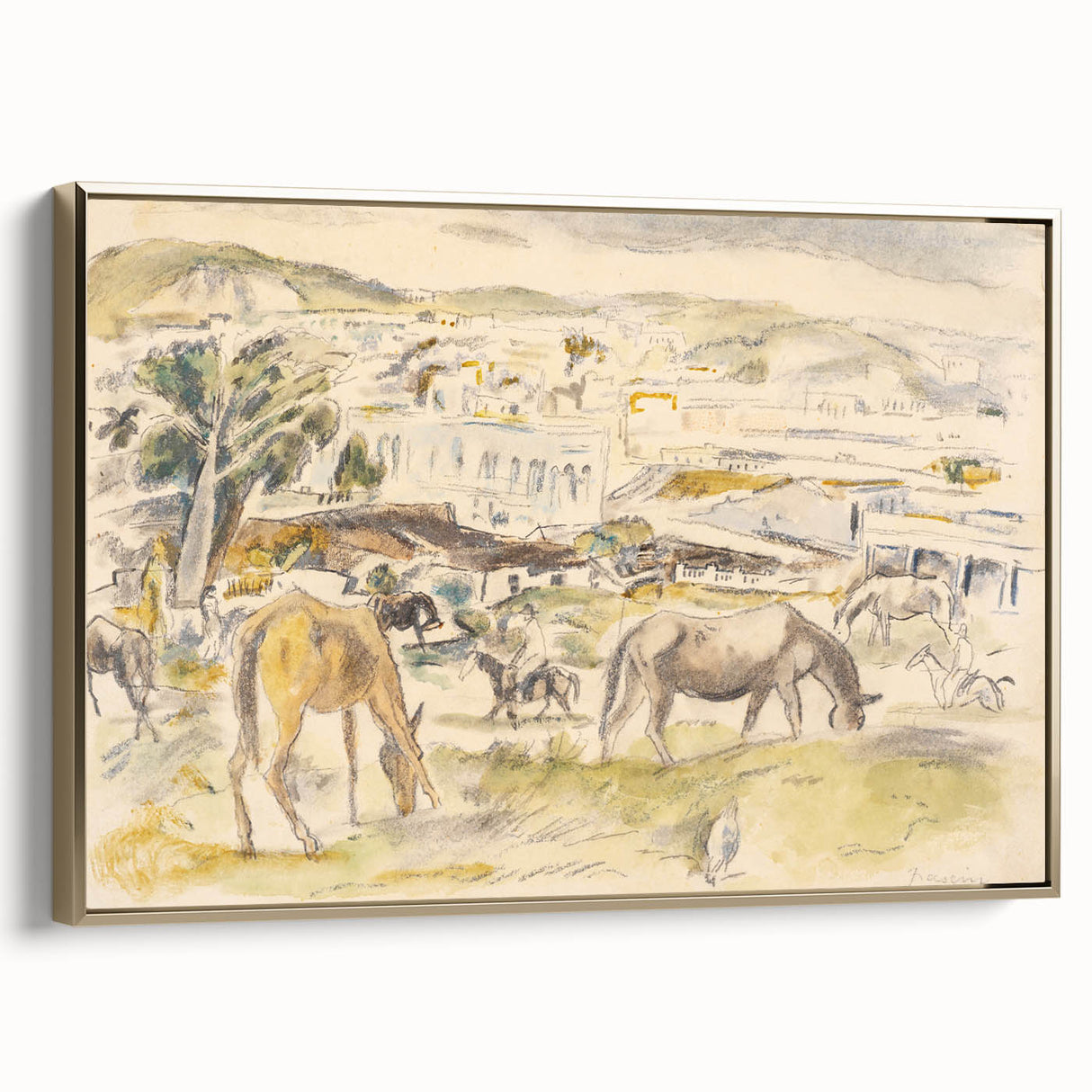 Expressionist Art - Horses in Landscape by Jules Pascin